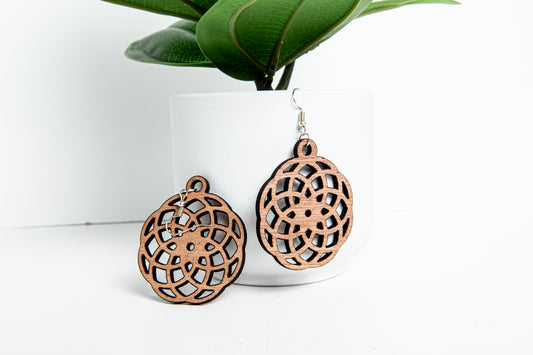 Wooden Circle Spiral Earring