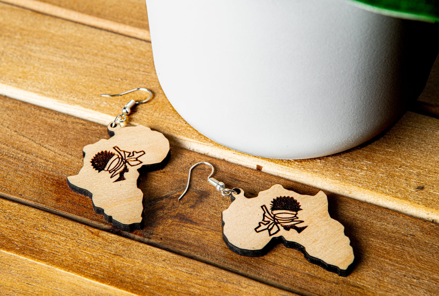 African Wooden Earrings/ Handmade